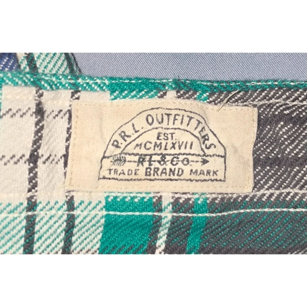 Polo Ralph Lauren Blue/Green Button Up Flannel Shirt Plaid Workshirt Sz XL